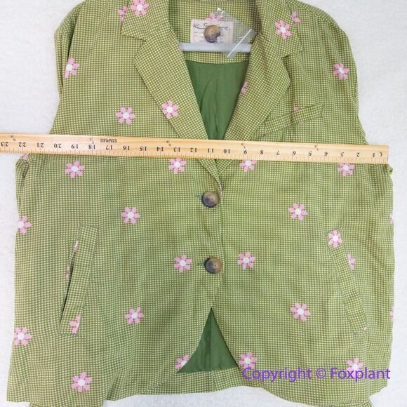 New! Free People Cali Printed Blazer - Moss Combo, size S - Picture 8 of 16